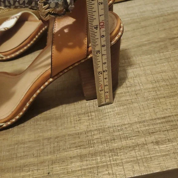COACH Pexton White Tan Brown Block Heel Ankle Strap Sandals Women's Sz 8, Boho - Picture 6 of 12